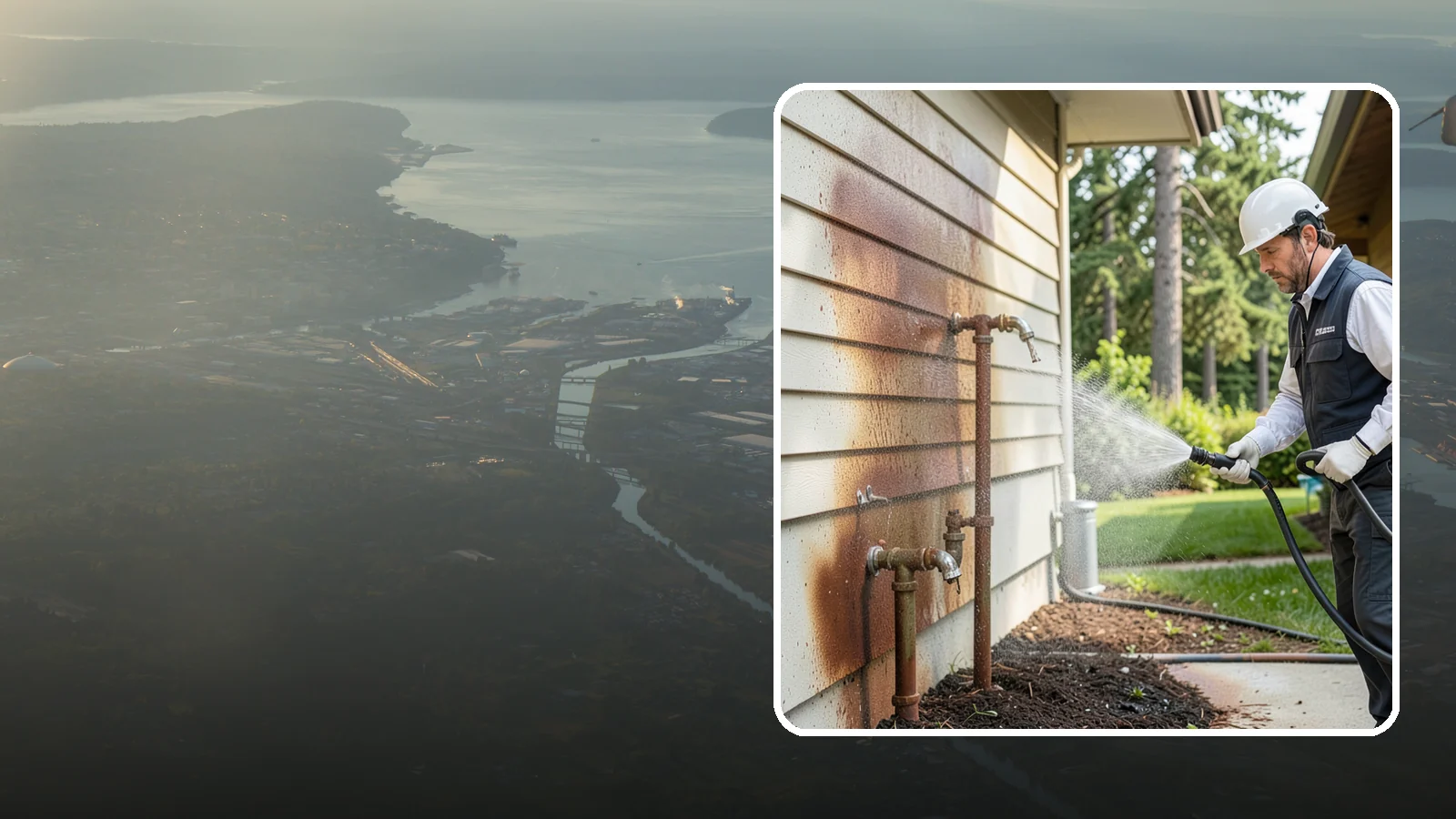 Irrigation Rust Removal in Fife, Pierce County, WA - Removal of rust stains left by sprinklers and iron-rich well water on concrete, siding, and fencing.