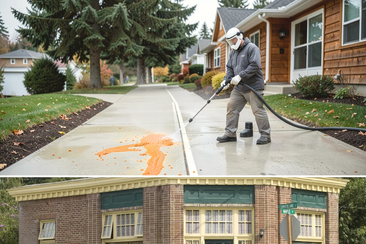 Irrigation Rust Removal in Hamilton, Skagit County, WA - Remove irrigation rust during the summer watering season when the staining is active, and adjust sprinklers to prevent recurrence.