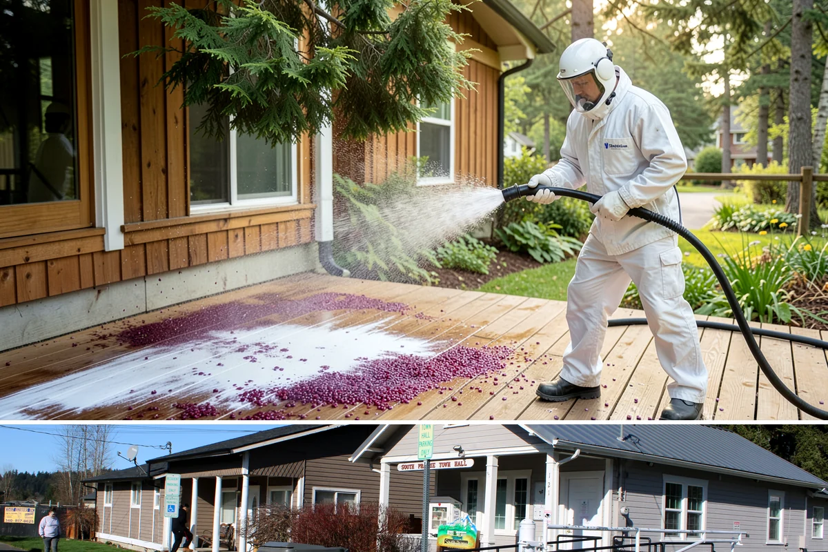 Irrigation Rust Removal in South Prairie, Pierce County, WA - Remove irrigation rust during the summer watering season when the staining is active, and adjust sprinklers to prevent recurrence.