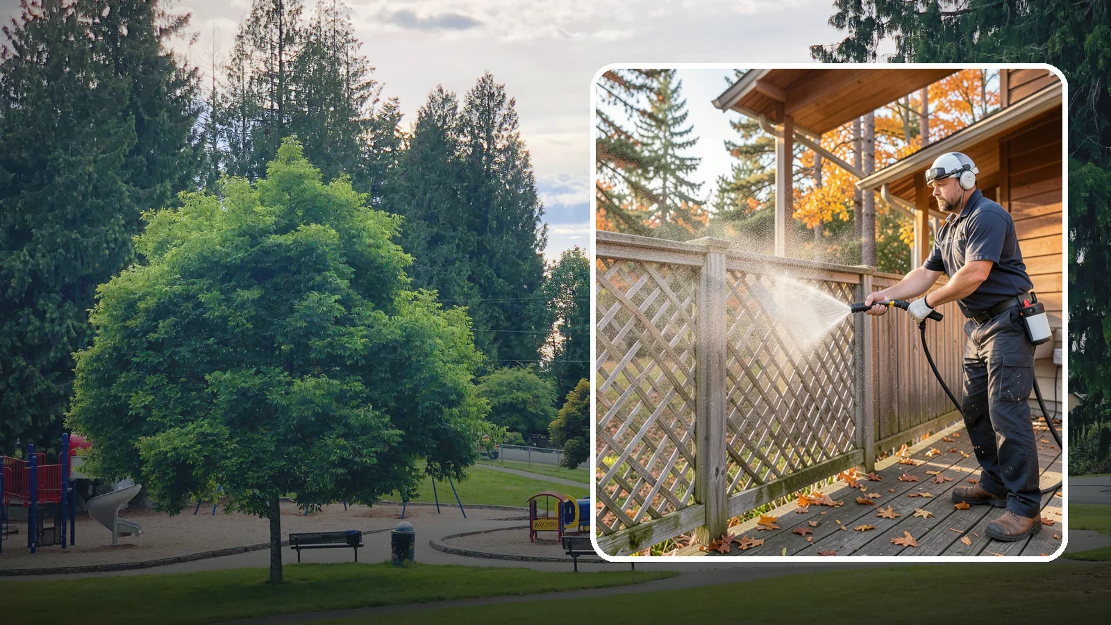 Lattice Cleaning in Bonney Lake, Pierce County, WA - We wash decorative and skirting lattice to remove the moss and mud that pack into its crisscrossed openings.