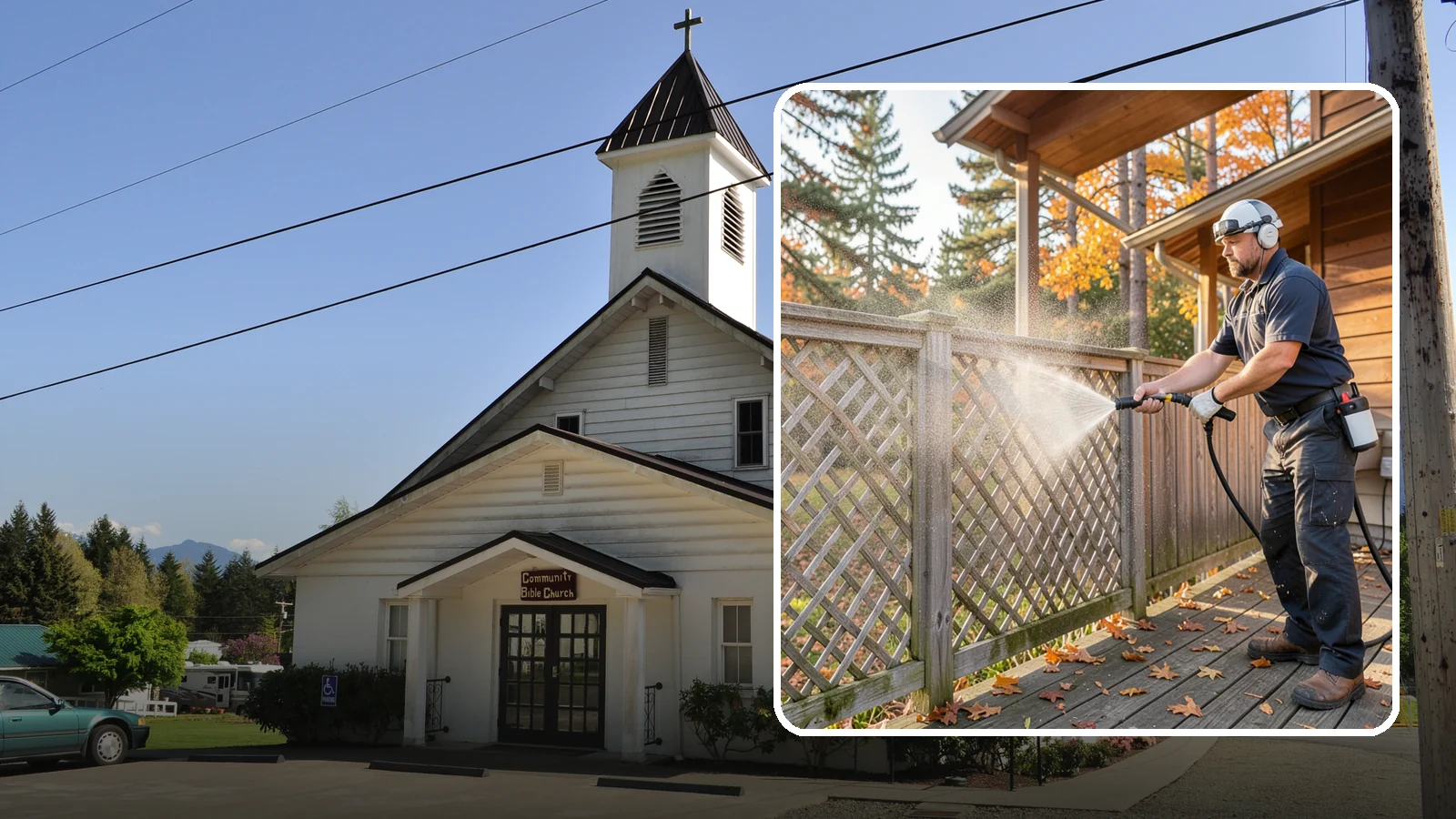 Lattice Cleaning in Concrete, Skagit County, WA - We wash decorative and skirting lattice to remove the moss and mud that pack into its crisscrossed openings.