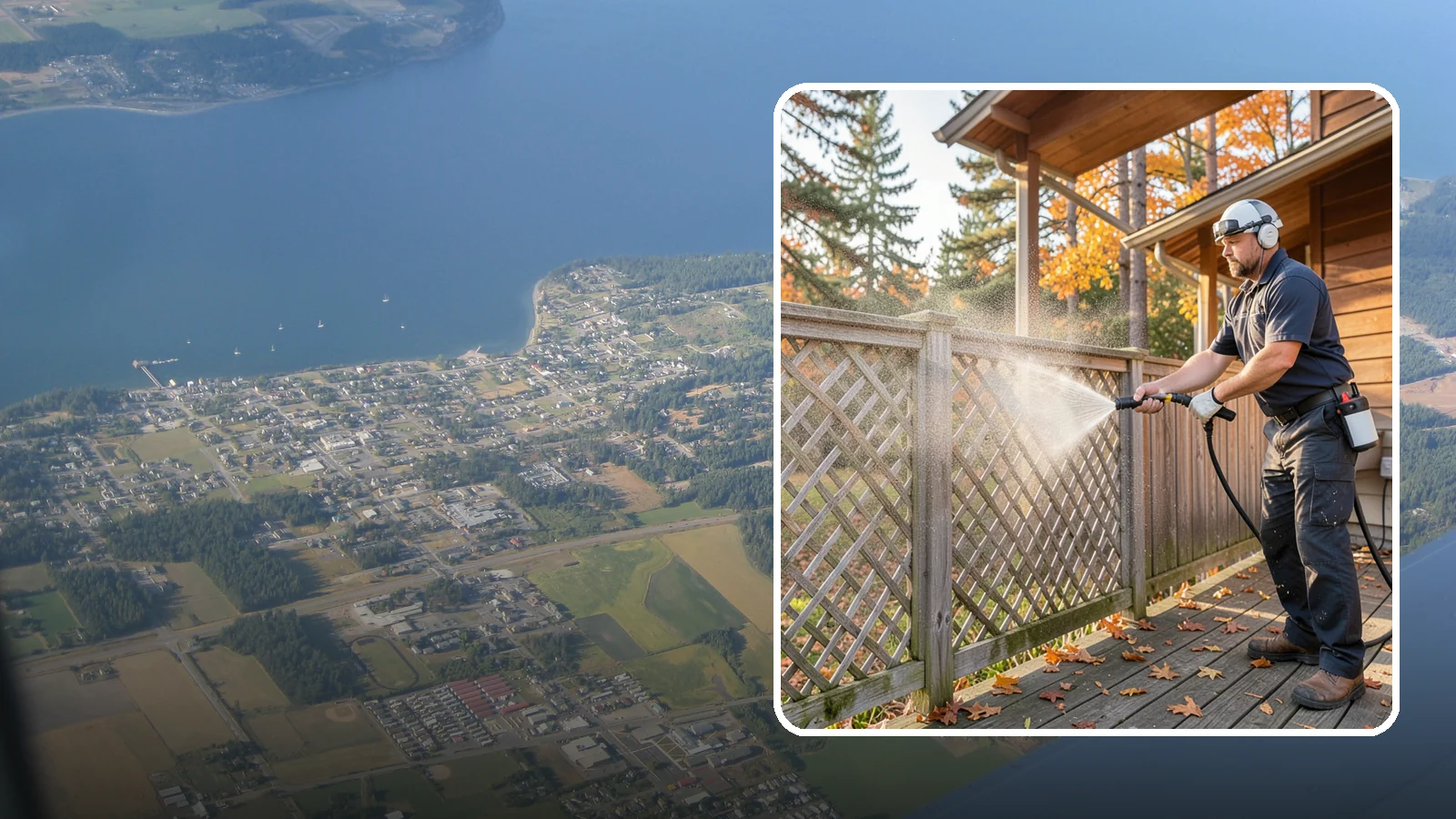 Lattice Cleaning in Coupeville, Island County, WA - We wash decorative and skirting lattice to remove the moss and mud that pack into its crisscrossed openings.