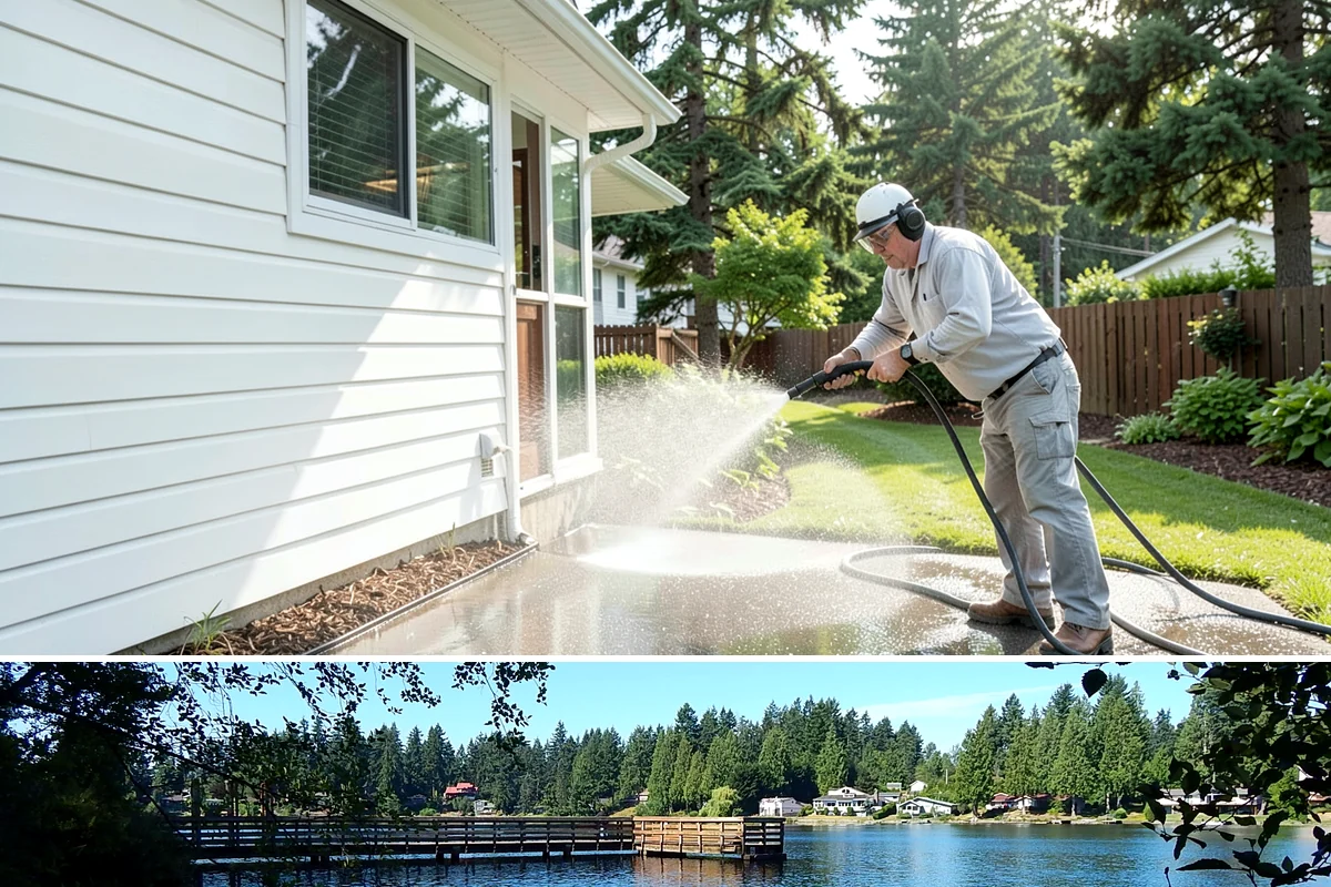 Lattice Cleaning in Federal Way, King County, WA - Spring cleaning clears the winter moss that clogs lattice and restores ventilation before summer humidity.