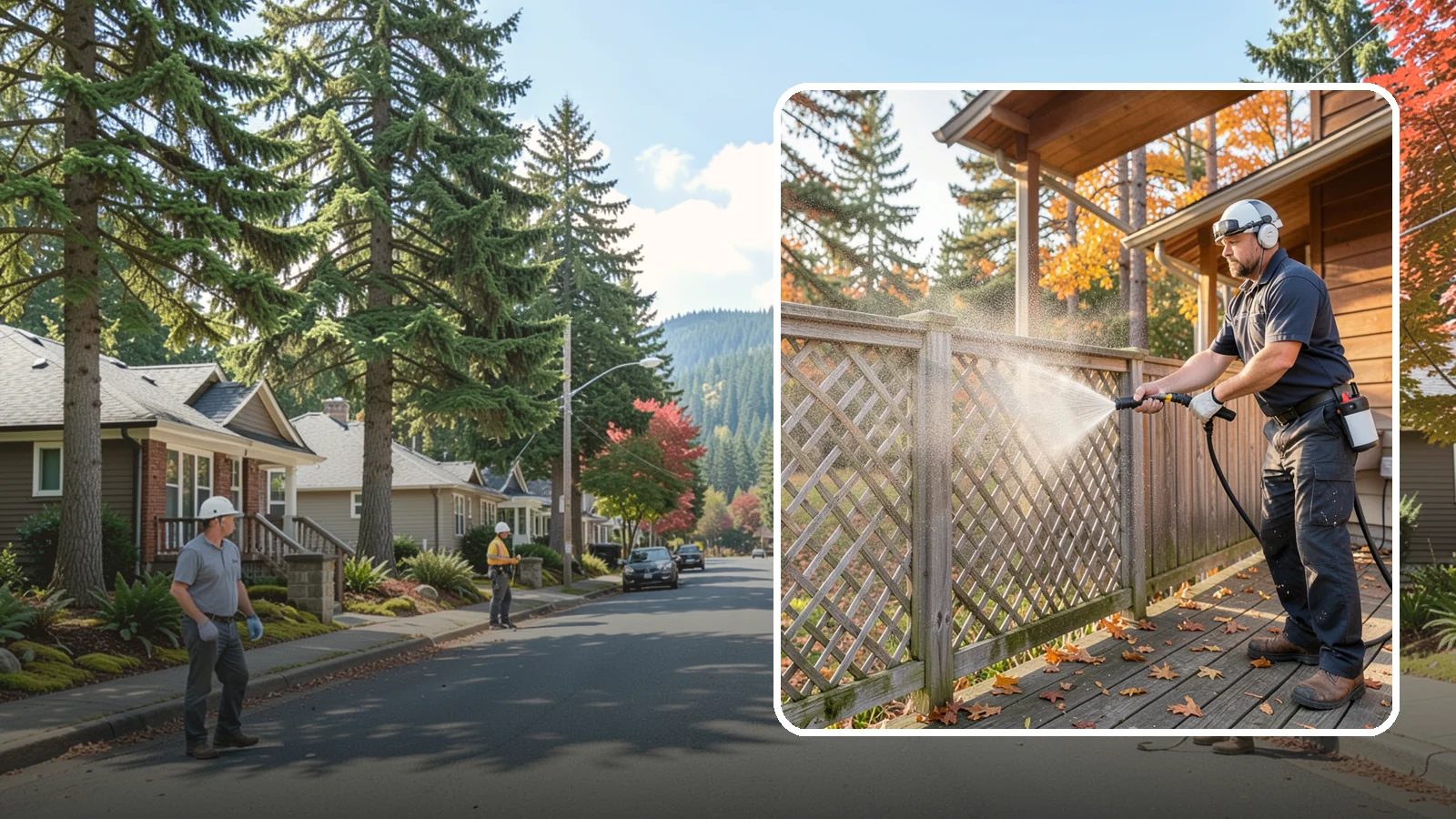 Lattice Cleaning in Hunts Point, King County, WA - We wash decorative and skirting lattice to remove the moss and mud that pack into its crisscrossed openings.