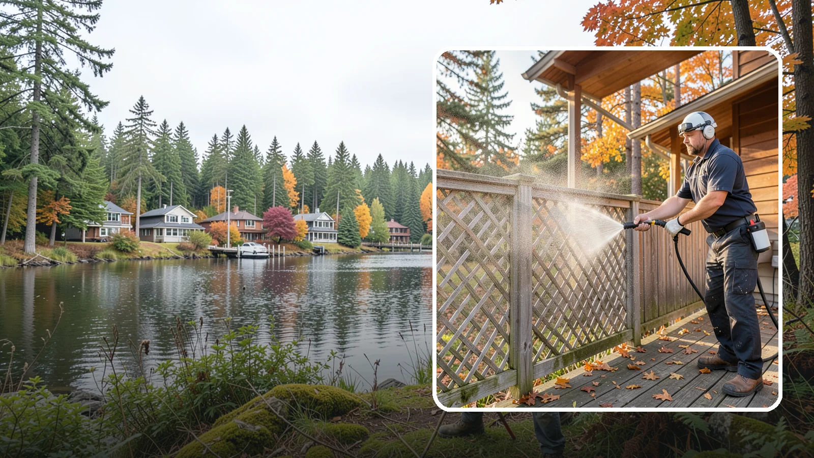 Lattice Cleaning in La Conner, Skagit County, WA - We wash decorative and skirting lattice to remove the moss and mud that pack into its crisscrossed openings.