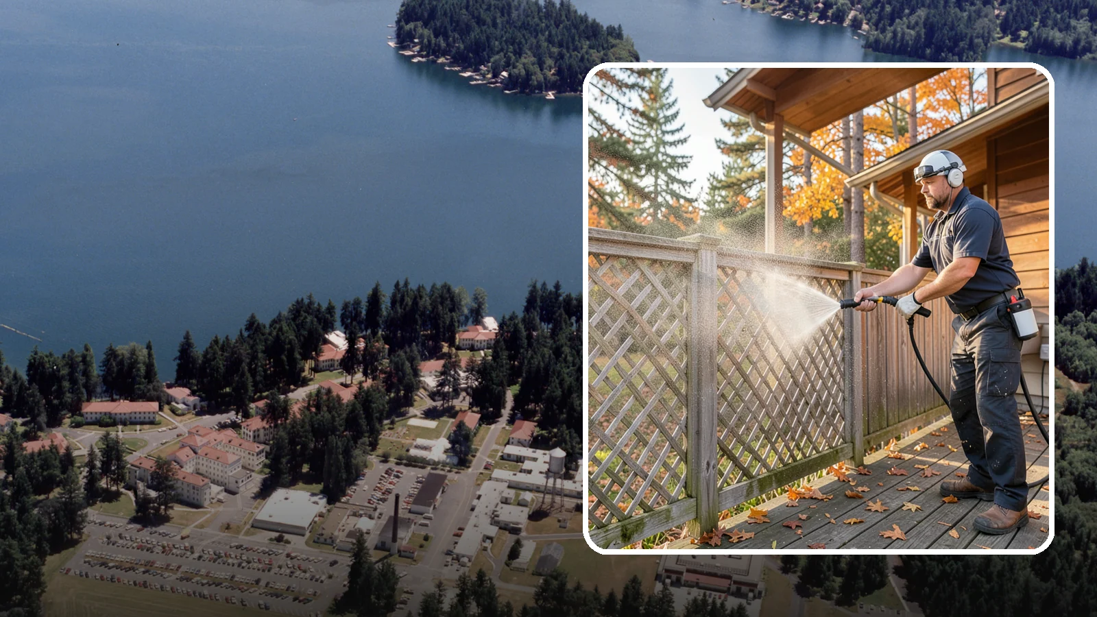 Lattice Cleaning in Lakewood, Pierce County, WA - We wash decorative and skirting lattice to remove the moss and mud that pack into its crisscrossed openings.