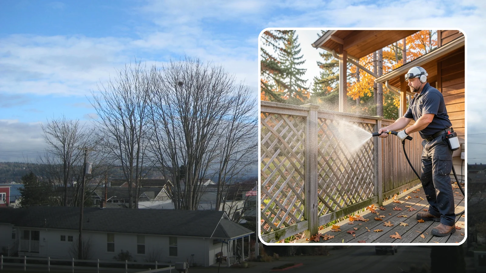 Lattice Cleaning in Langley, Island County, WA - We wash decorative and skirting lattice to remove the moss and mud that pack into its crisscrossed openings.