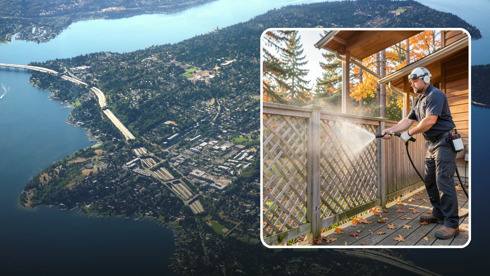 Lattice Cleaning in Mercer Island, King County, WA - We wash decorative and skirting lattice to remove the moss and mud that pack into its crisscrossed openings.