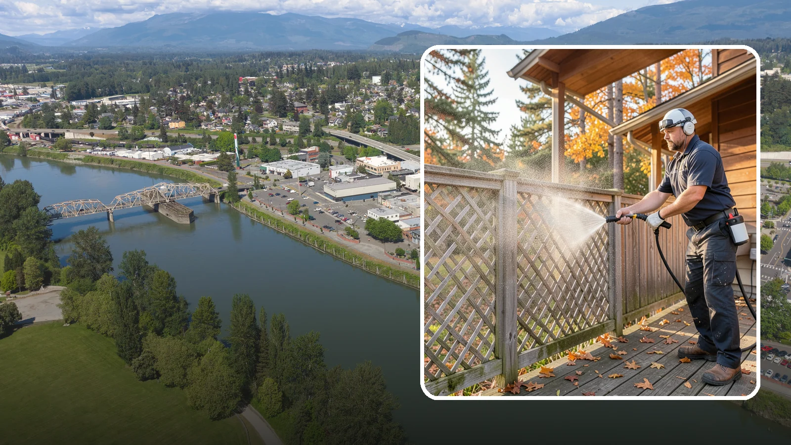 Lattice Cleaning in Mount Vernon, Skagit County, WA - We wash decorative and skirting lattice to remove the moss and mud that pack into its crisscrossed openings.