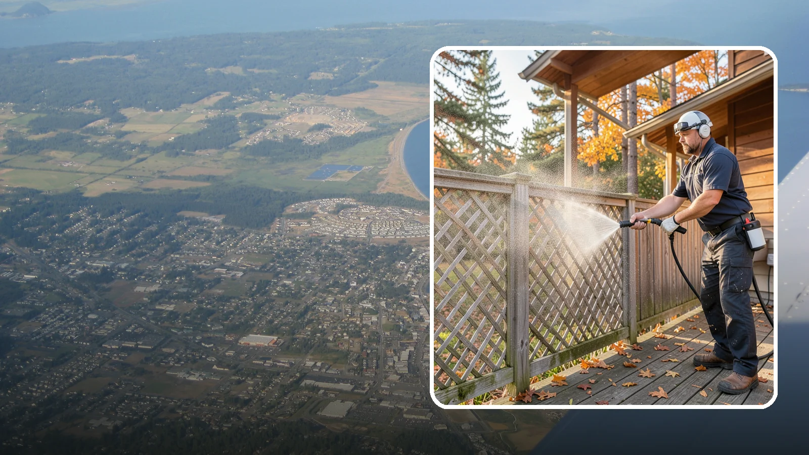 Lattice Cleaning in Oak Harbor, Island County, WA - We wash decorative and skirting lattice to remove the moss and mud that pack into its crisscrossed openings.