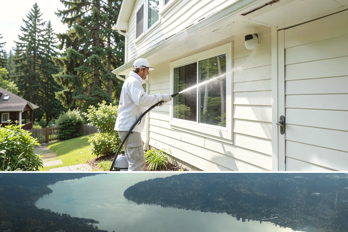 Lattice Cleaning in Sammamish, King County, WA - Spring cleaning clears the winter moss that clogs lattice and restores ventilation before summer humidity.