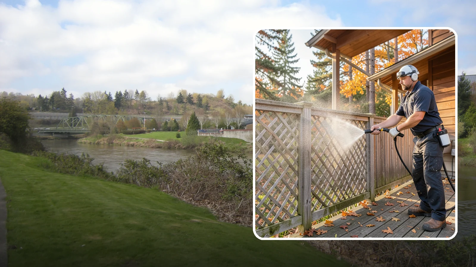 Lattice Cleaning in Tukwila, King County, WA - We wash decorative and skirting lattice to remove the moss and mud that pack into its crisscrossed openings.