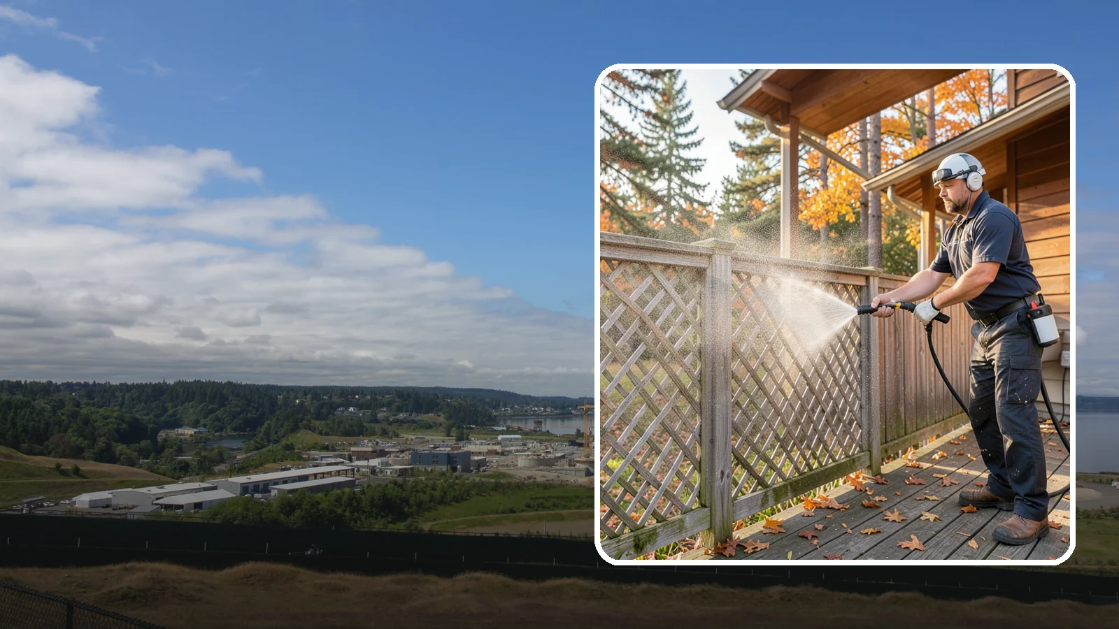 Lattice Cleaning in University Place, Pierce County, WA - We wash decorative and skirting lattice to remove the moss and mud that pack into its crisscrossed openings.