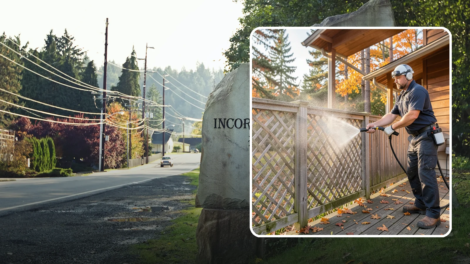 Lattice Cleaning in Wilkeson, Pierce County, WA - We wash decorative and skirting lattice to remove the moss and mud that pack into its crisscrossed openings.