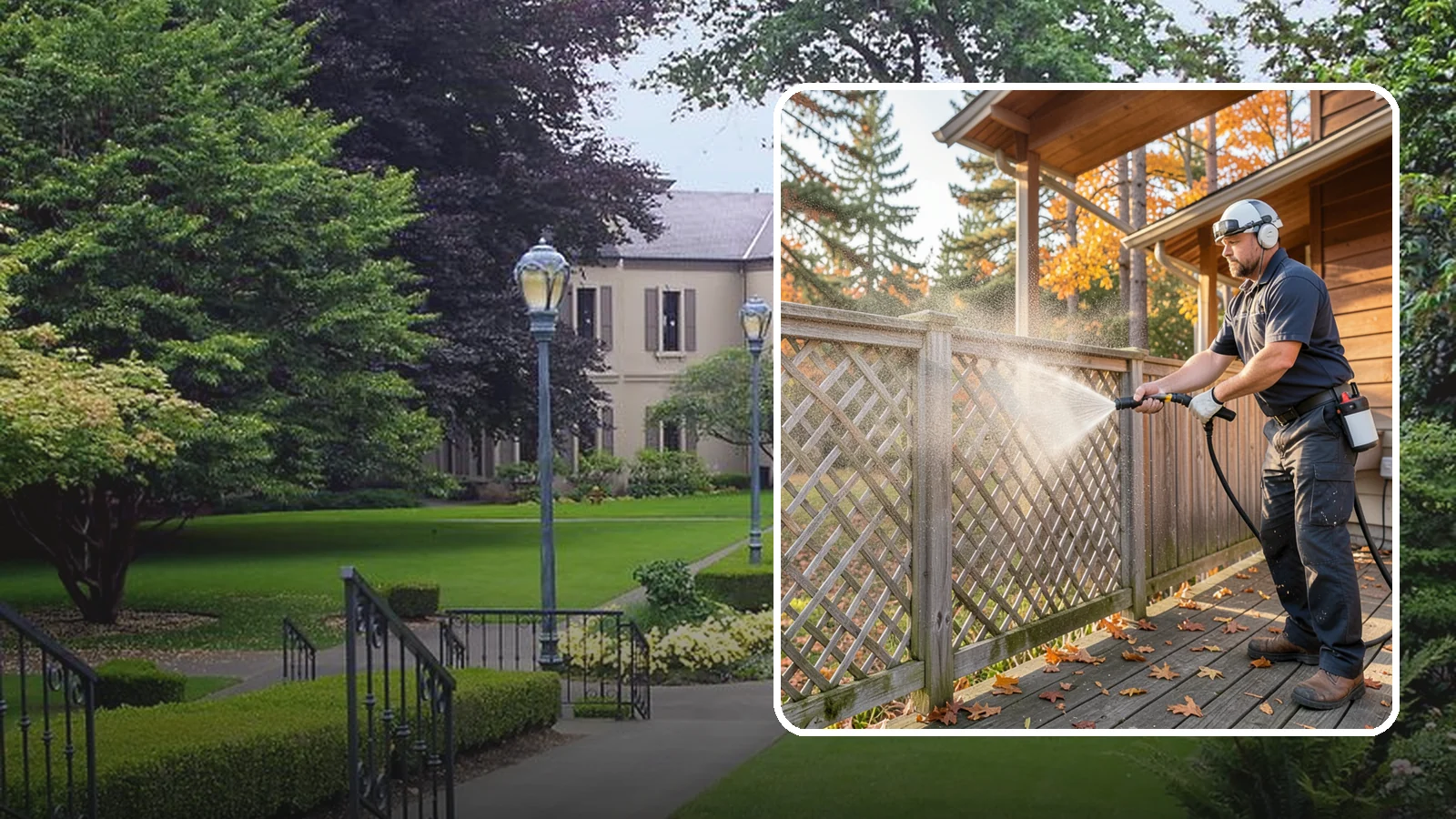Lattice Cleaning in Woodinville, King County, WA - We wash decorative and skirting lattice to remove the moss and mud that pack into its crisscrossed openings.