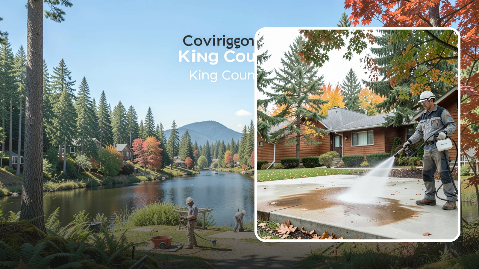 Leaf Stain Removal in Covington, King County, WA - Tannin stain removal that lifts the brown leaf and organic staining our heavy tree canopy leaves on hardscapes.