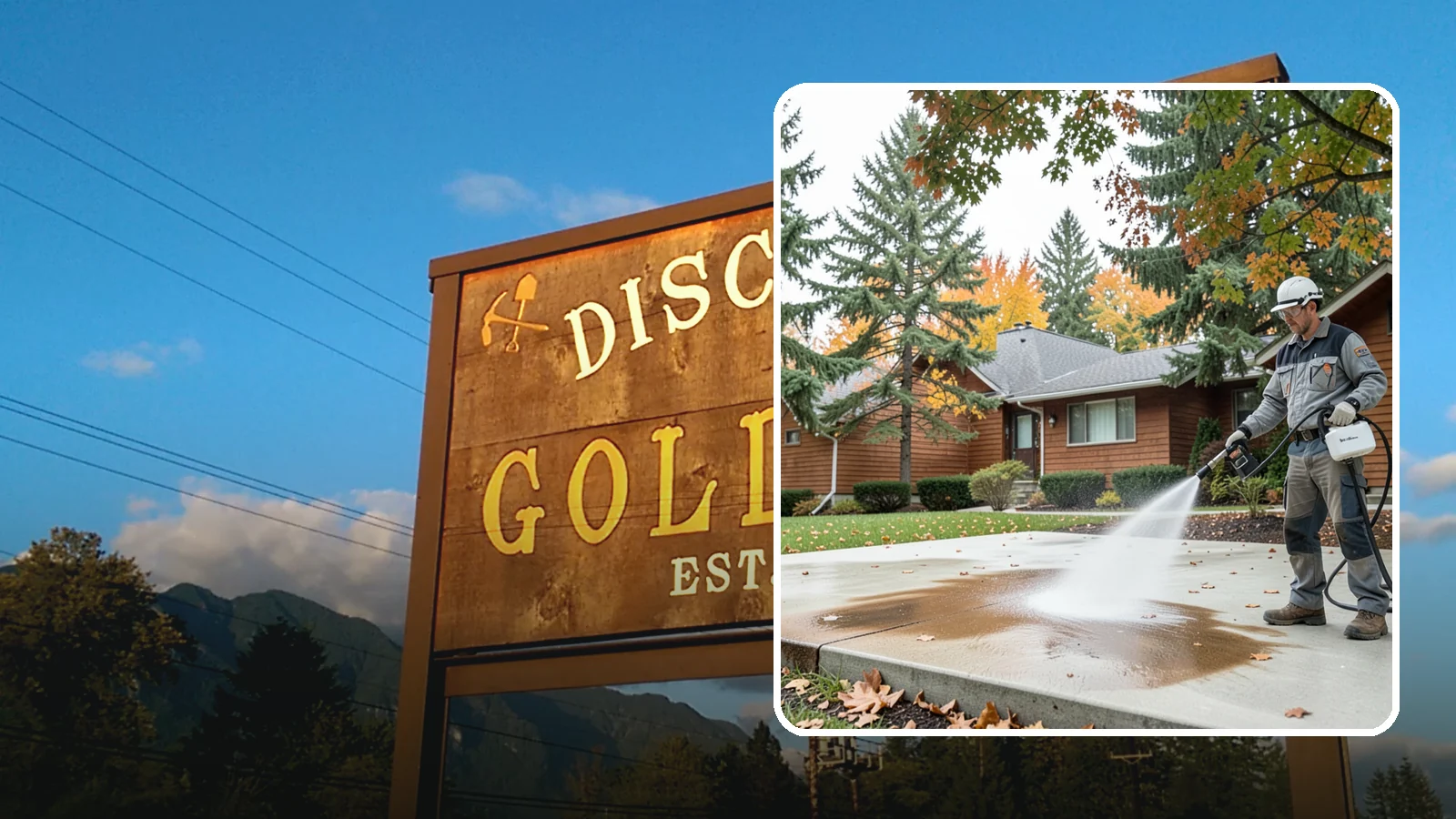 Leaf Stain Removal in Gold Bar, Snohomish County, WA - Tannin stain removal that lifts the brown leaf and organic staining our heavy tree canopy leaves on hardscapes.