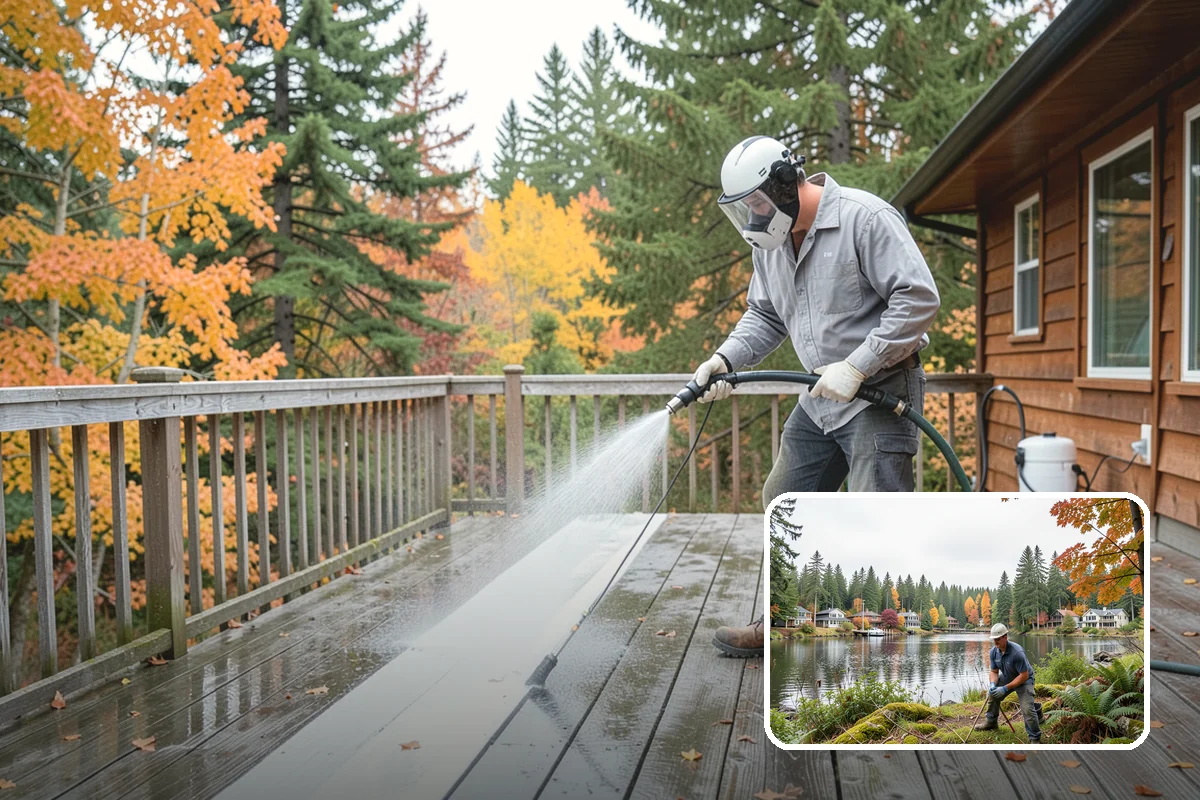 Leaf Stain Removal in La Conner, Skagit County, WA - Breaks down brown tannin staining from fallen leaves