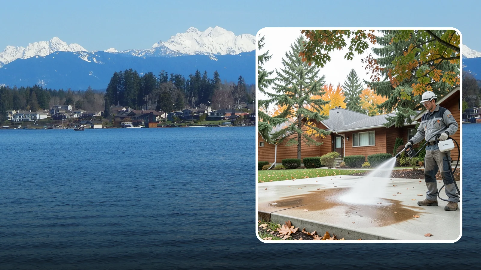 Leaf Stain Removal in Lake Stevens, Snohomish County, WA - Tannin stain removal that lifts the brown leaf and organic staining our heavy tree canopy leaves on hardscapes.