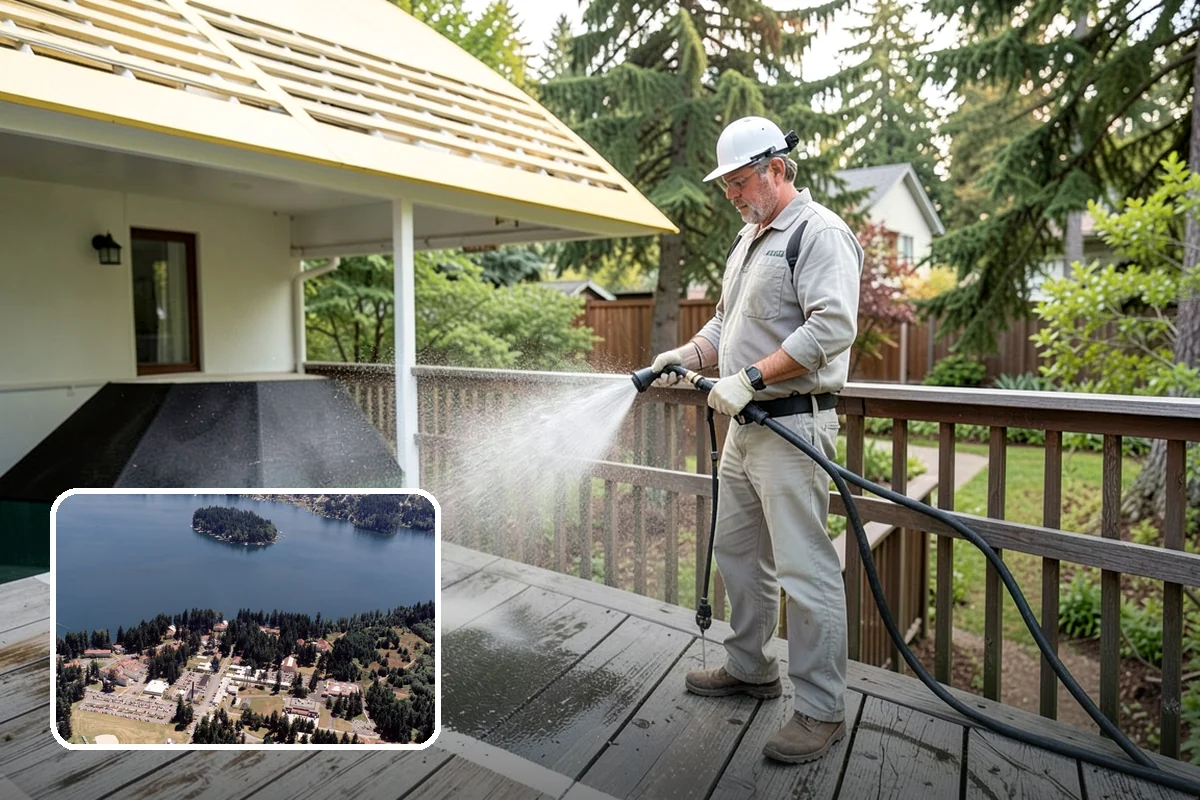 Leaf Stain Removal in Lakewood, Pierce County, WA - Breaks down brown tannin staining from fallen leaves