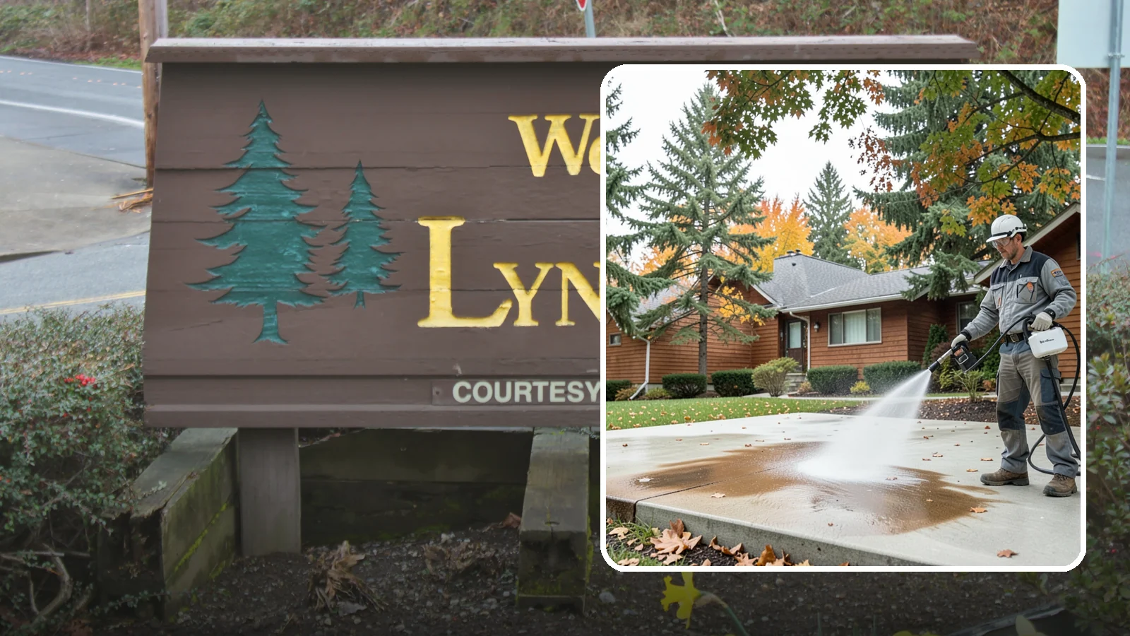 Leaf Stain Removal in Lynnwood, Snohomish County, WA - Tannin stain removal that lifts the brown leaf and organic staining our heavy tree canopy leaves on hardscapes.