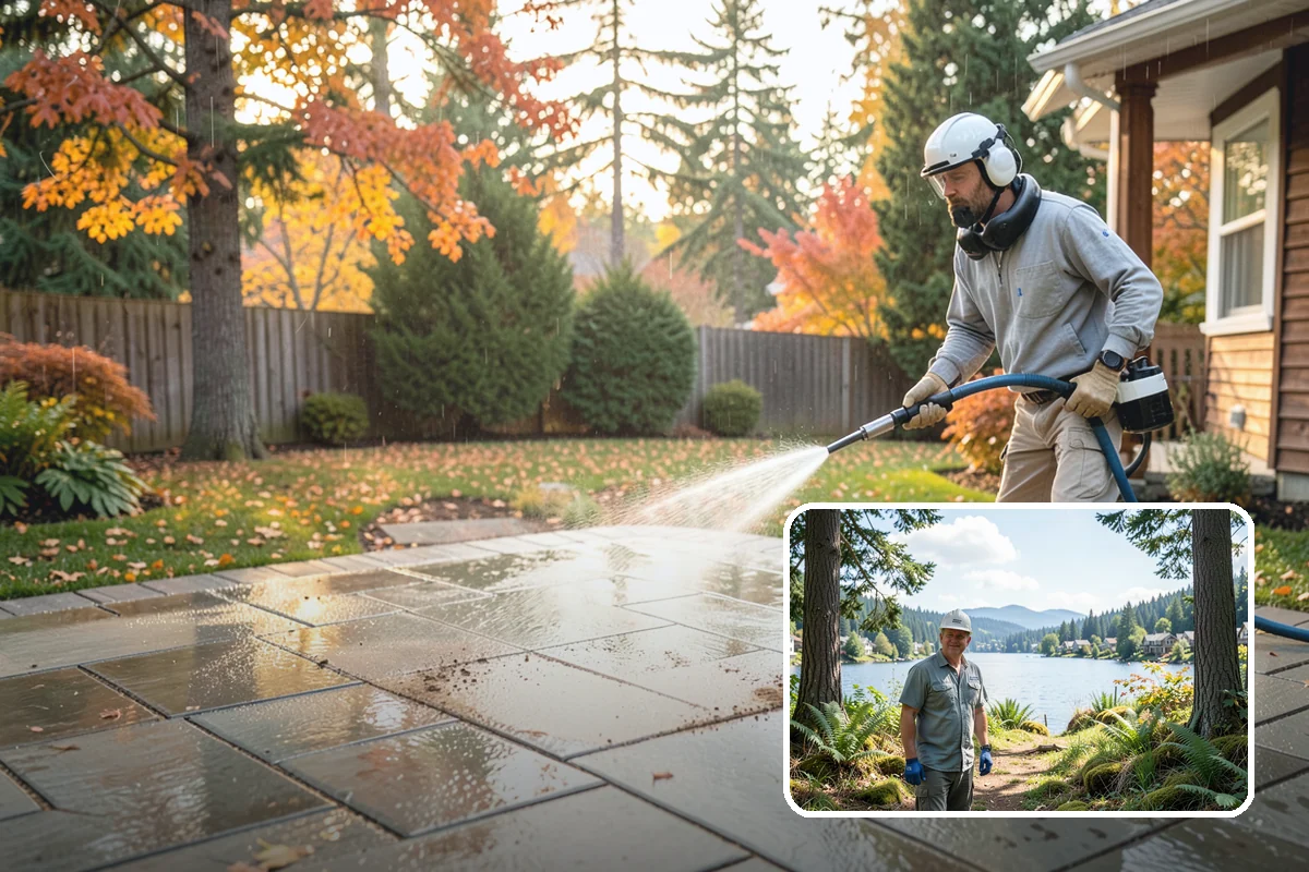 Leaf Stain Removal in Milton, King County, WA - Breaks down brown tannin staining from fallen leaves