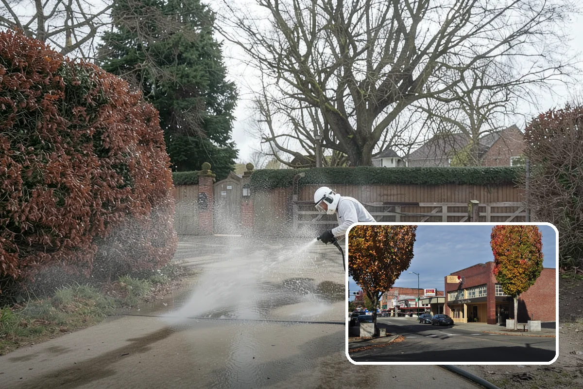 Leaf Stain Removal in Puyallup, Pierce County, WA - Breaks down brown tannin staining from fallen leaves