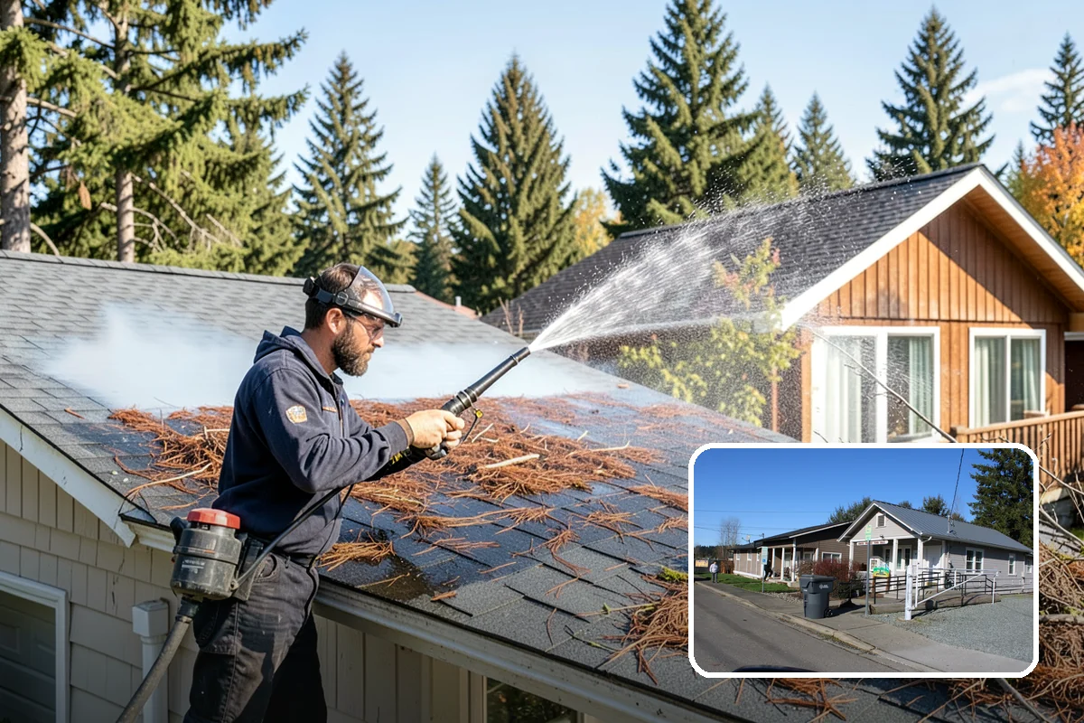 Leaf Stain Removal in South Prairie, Pierce County, WA - Breaks down brown tannin staining from fallen leaves