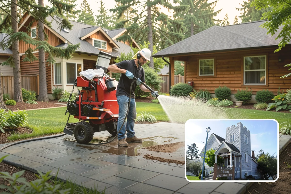 Leaf Stain Removal in Steilacoom, Pierce County, WA - Breaks down brown tannin staining from fallen leaves