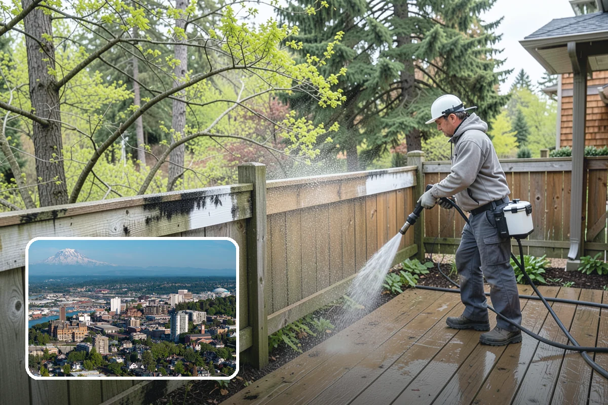 Leaf Stain Removal in Tacoma, Pierce County, WA - Breaks down brown tannin staining from fallen leaves