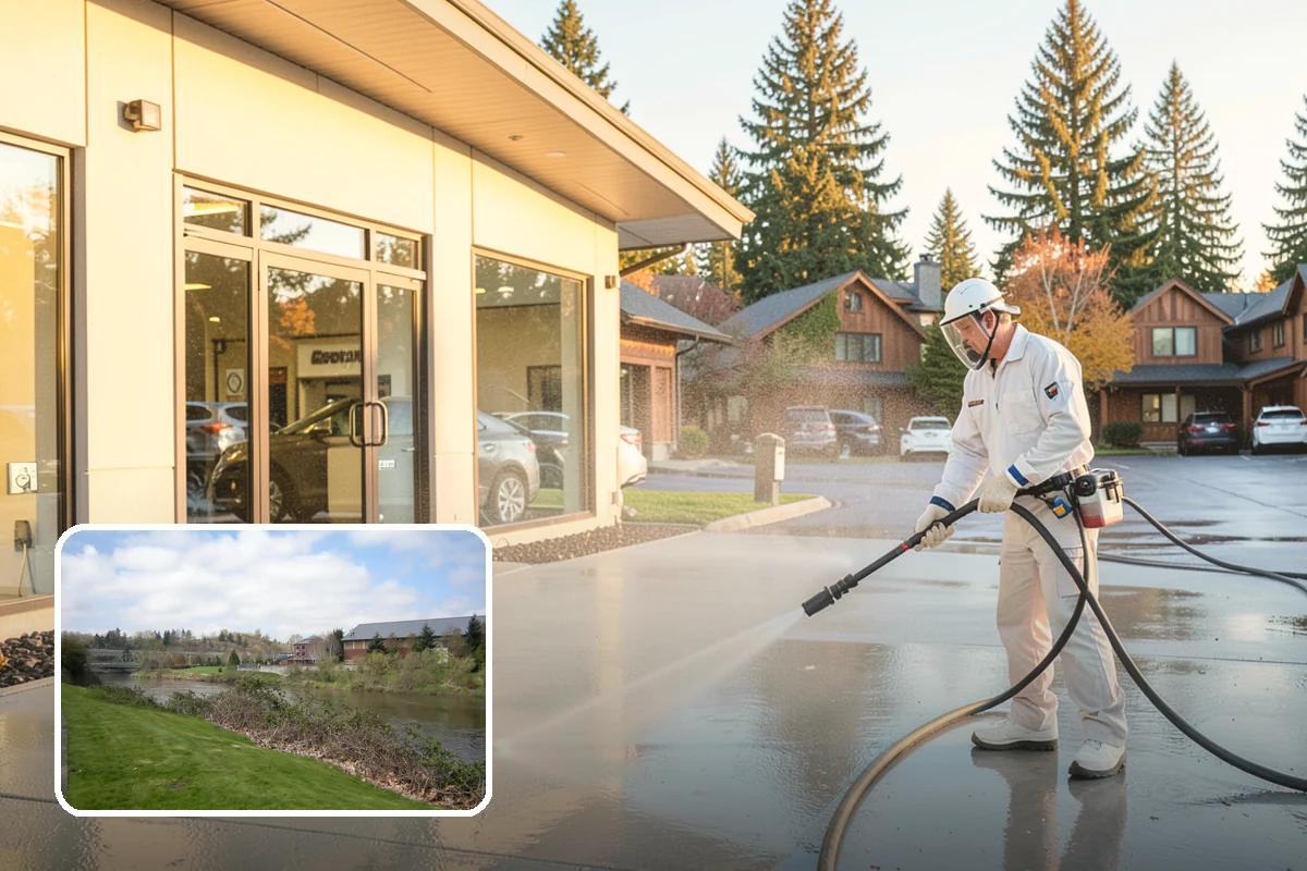 Leaf Stain Removal in Tukwila, King County, WA - Breaks down brown tannin staining from fallen leaves