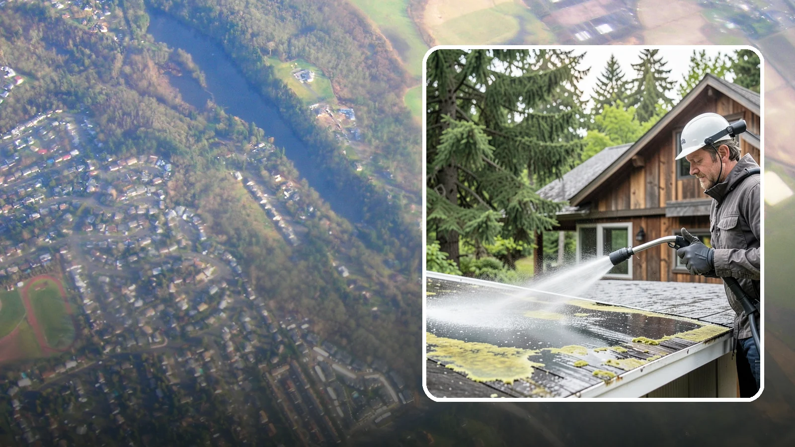 Lichen Removal in Algona, King County, WA - Careful treatment and removal of stubborn lichen that anchors into roofs, fences, and masonry in damp conditions.
