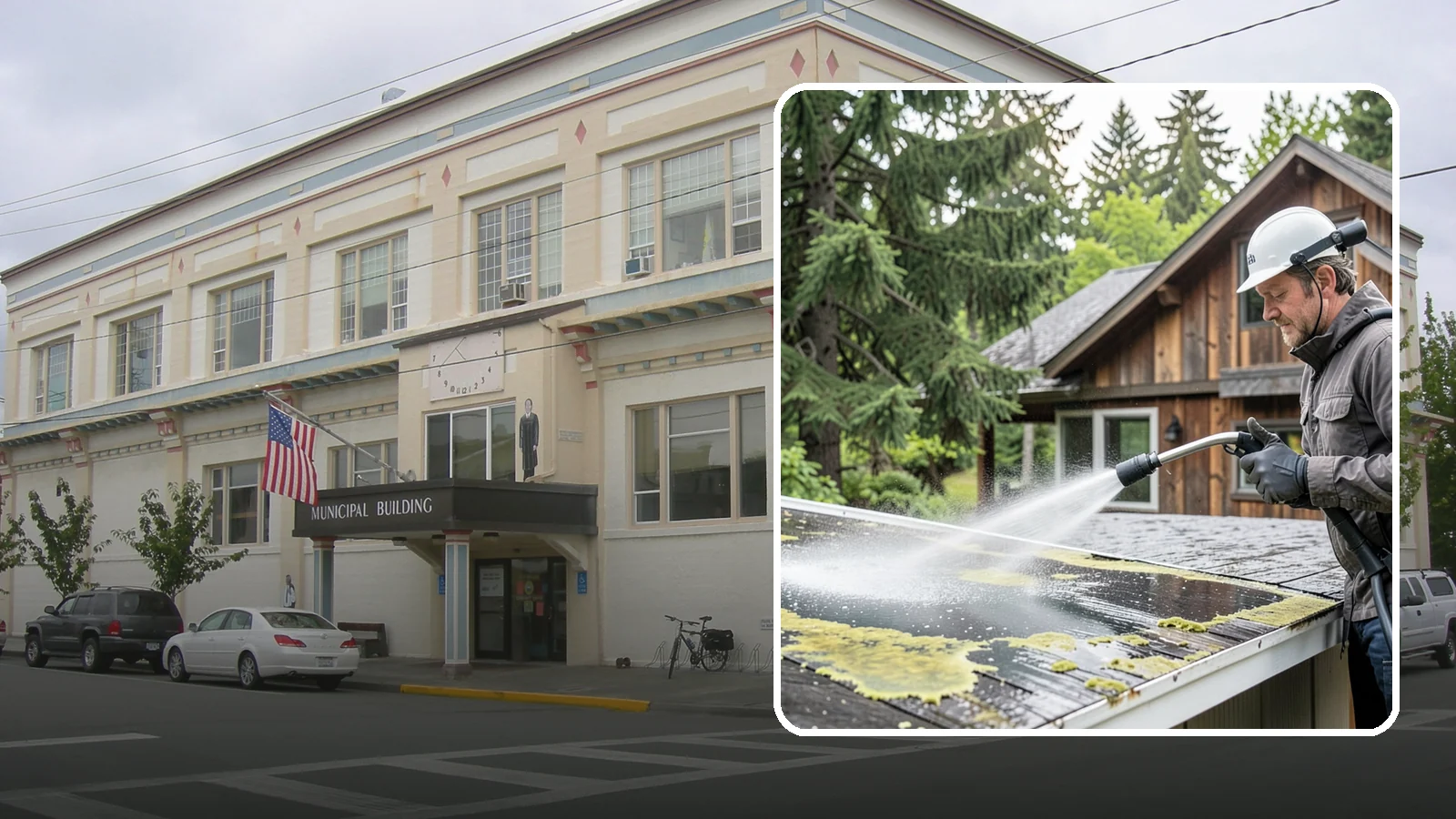 Lichen Removal in Anacortes, Skagit County, WA - Careful treatment and removal of stubborn lichen that anchors into roofs, fences, and masonry in damp conditions.