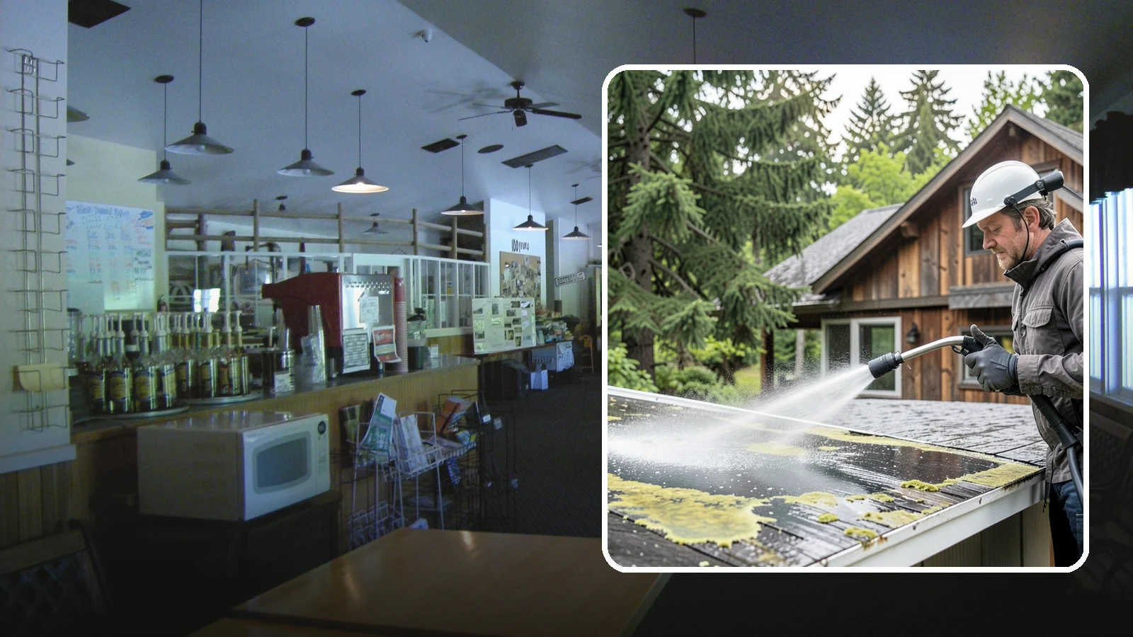 Lichen Removal in Black Diamond, King County, WA - Careful treatment and removal of stubborn lichen that anchors into roofs, fences, and masonry in damp conditions.