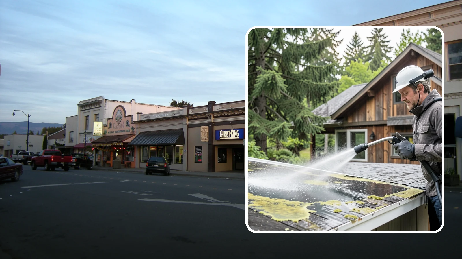 Lichen Removal in Burlington, Skagit County, WA - Careful treatment and removal of stubborn lichen that anchors into roofs, fences, and masonry in damp conditions.