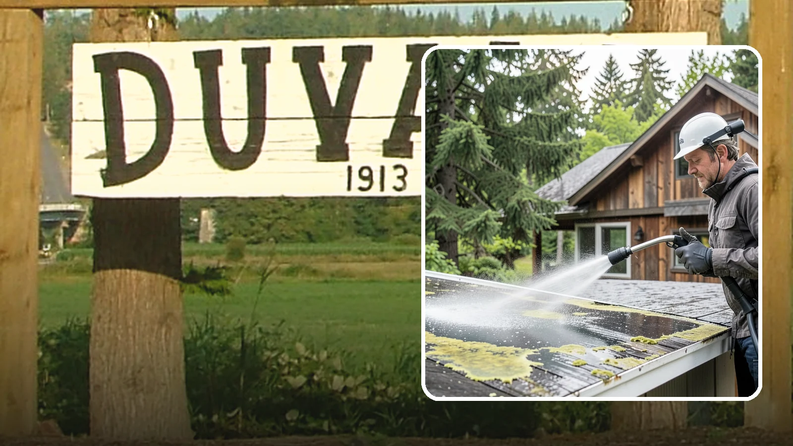 Lichen Removal in Duvall, King County, WA - Careful treatment and removal of stubborn lichen that anchors into roofs, fences, and masonry in damp conditions.