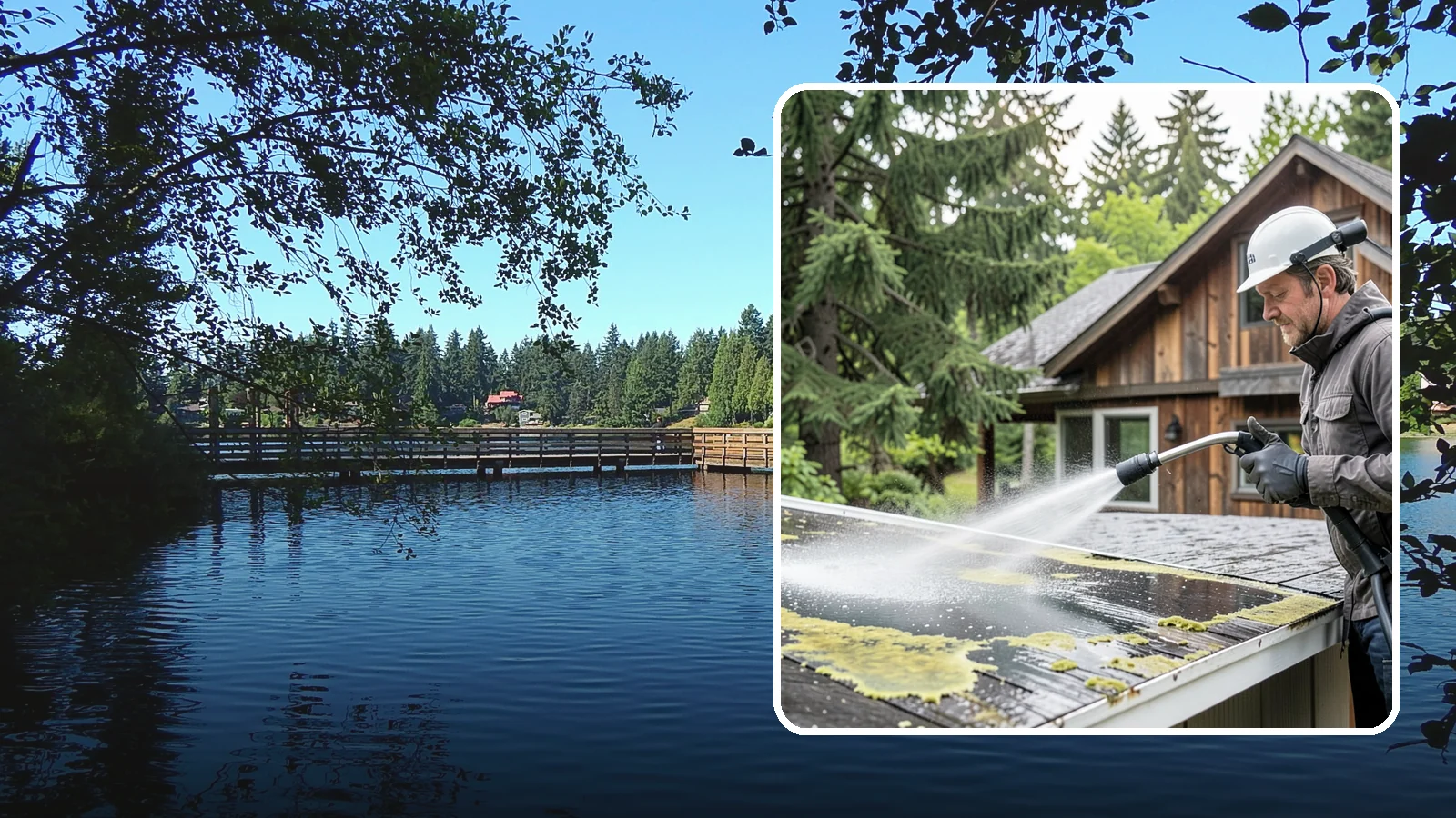 Lichen Removal in Federal Way, King County, WA - Careful treatment and removal of stubborn lichen that anchors into roofs, fences, and masonry in damp conditions.
