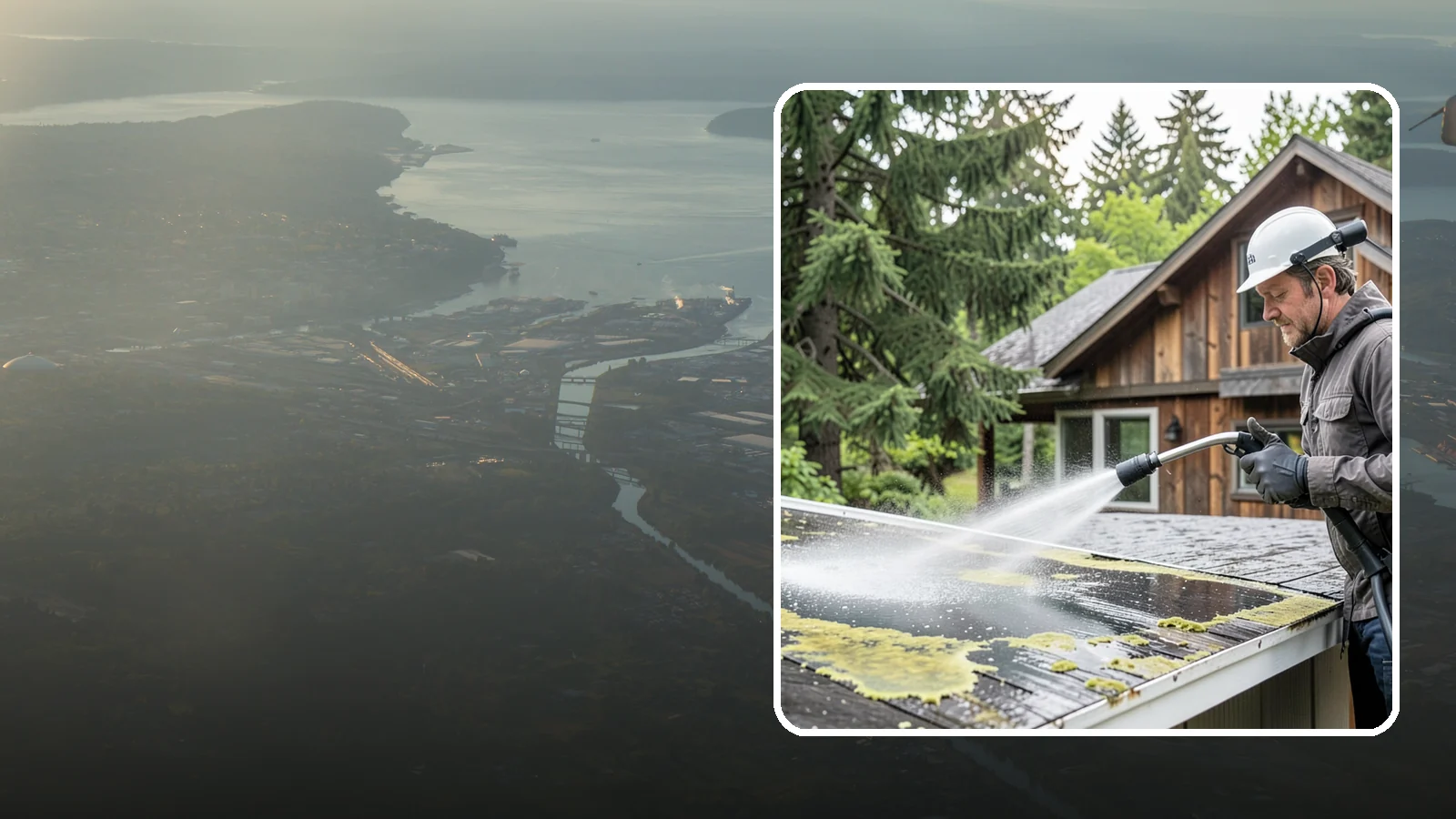 Lichen Removal in Fife, Pierce County, WA - Careful treatment and removal of stubborn lichen that anchors into roofs, fences, and masonry in damp conditions.