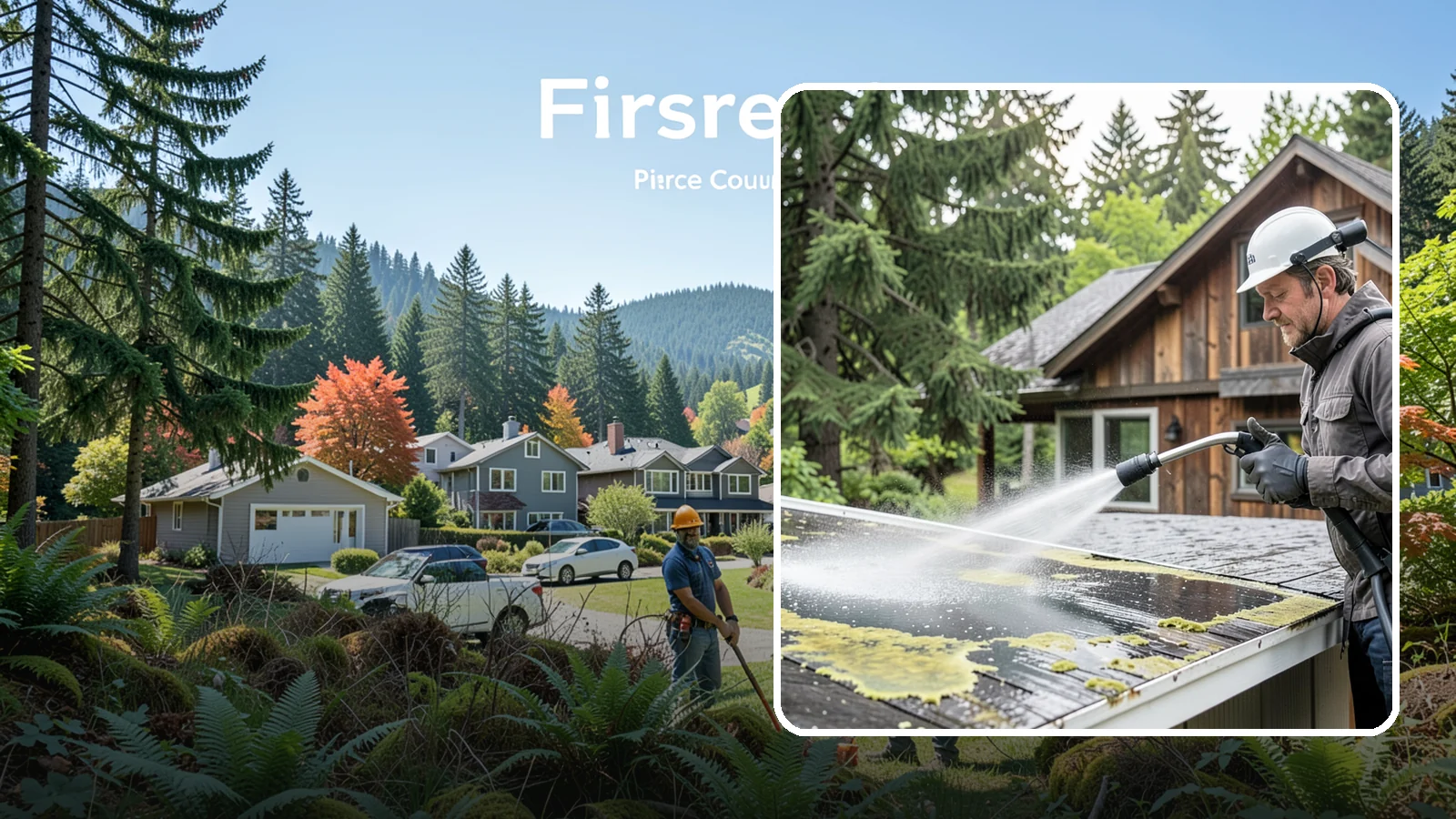 Lichen Removal in Fircrest, Pierce County, WA - Careful treatment and removal of stubborn lichen that anchors into roofs, fences, and masonry in damp conditions.