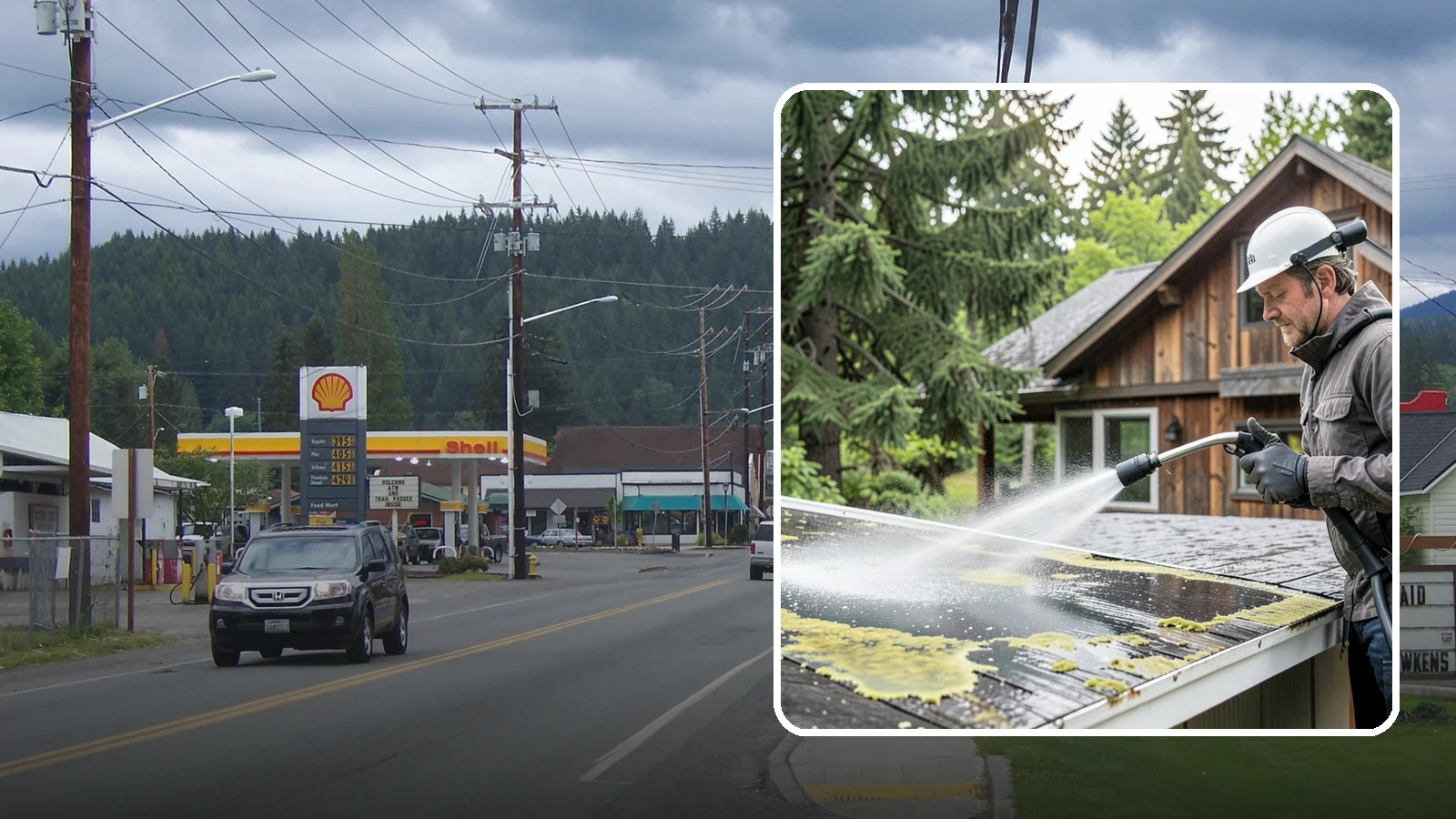 Lichen Removal in Granite Falls, Snohomish County, WA - Careful treatment and removal of stubborn lichen that anchors into roofs, fences, and masonry in damp conditions.