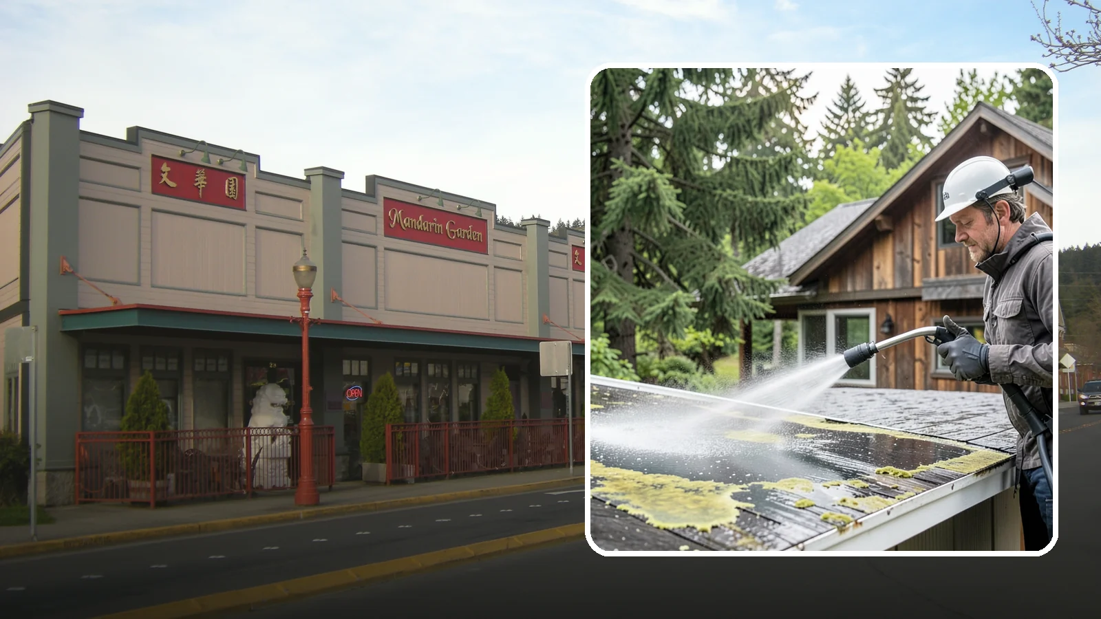 Lichen Removal in Issaquah, King County, WA - Careful treatment and removal of stubborn lichen that anchors into roofs, fences, and masonry in damp conditions.