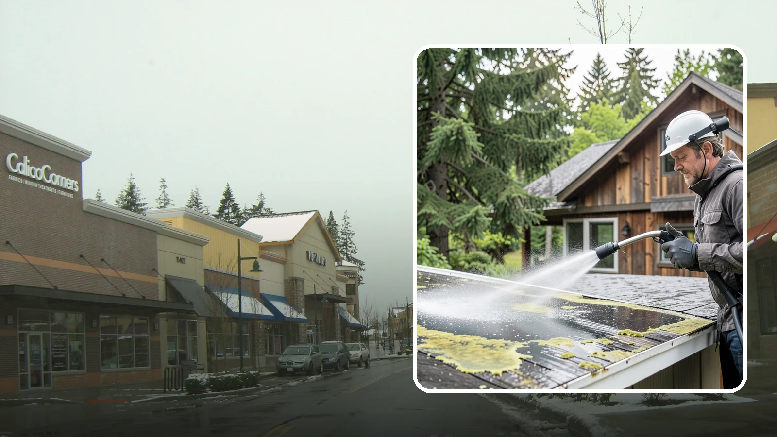 Lichen Removal in Mill Creek, Snohomish County, WA - Careful treatment and removal of stubborn lichen that anchors into roofs, fences, and masonry in damp conditions.