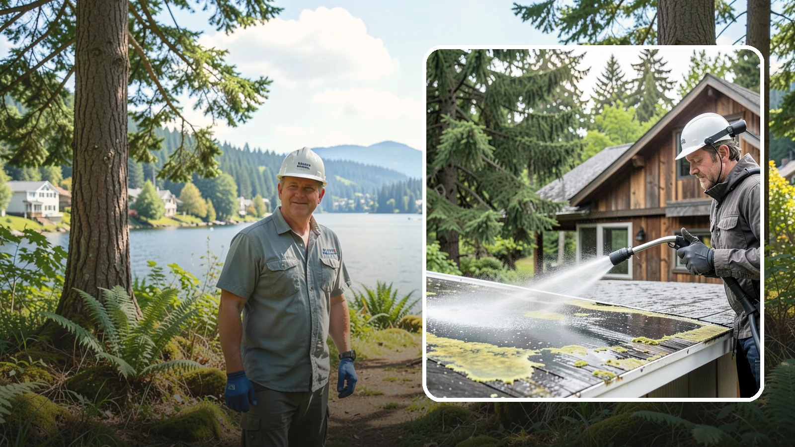 Lichen Removal in Milton, King County, WA - Careful treatment and removal of stubborn lichen that anchors into roofs, fences, and masonry in damp conditions.