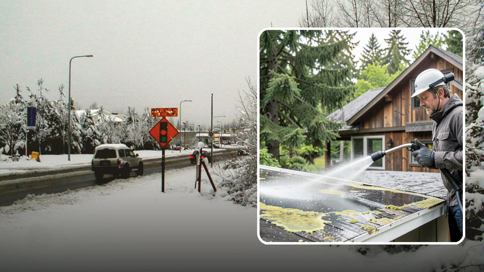 Lichen Removal in Newcastle, King County, WA - Careful treatment and removal of stubborn lichen that anchors into roofs, fences, and masonry in damp conditions.