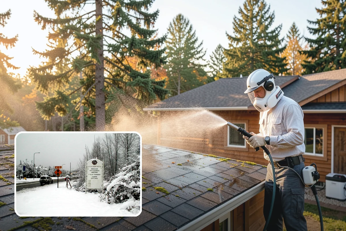 Lichen Removal in Newcastle, King County, WA - Kills tenacious lichen that resists ordinary washing