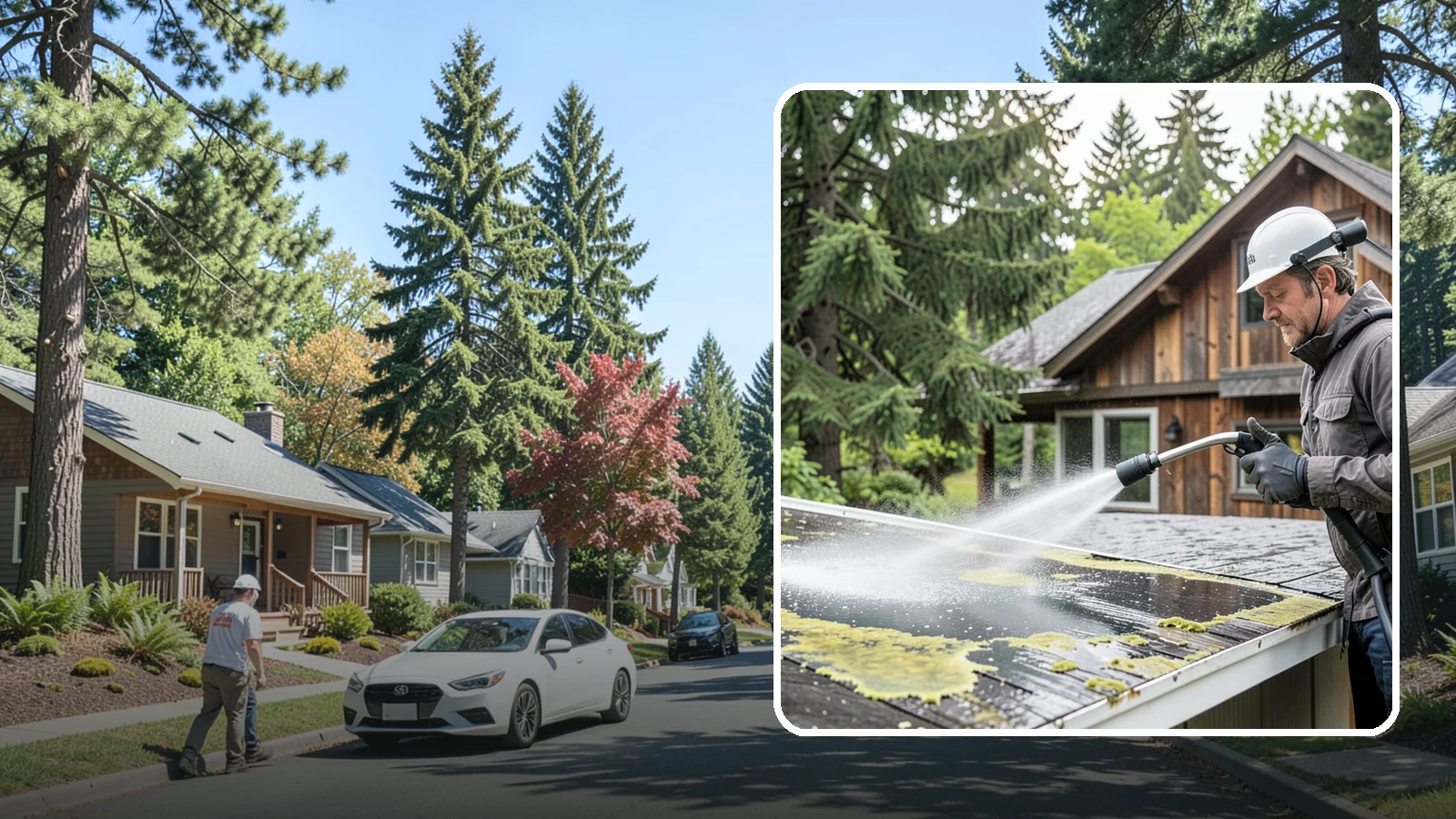 Lichen Removal in Orting, Pierce County, WA - Careful treatment and removal of stubborn lichen that anchors into roofs, fences, and masonry in damp conditions.