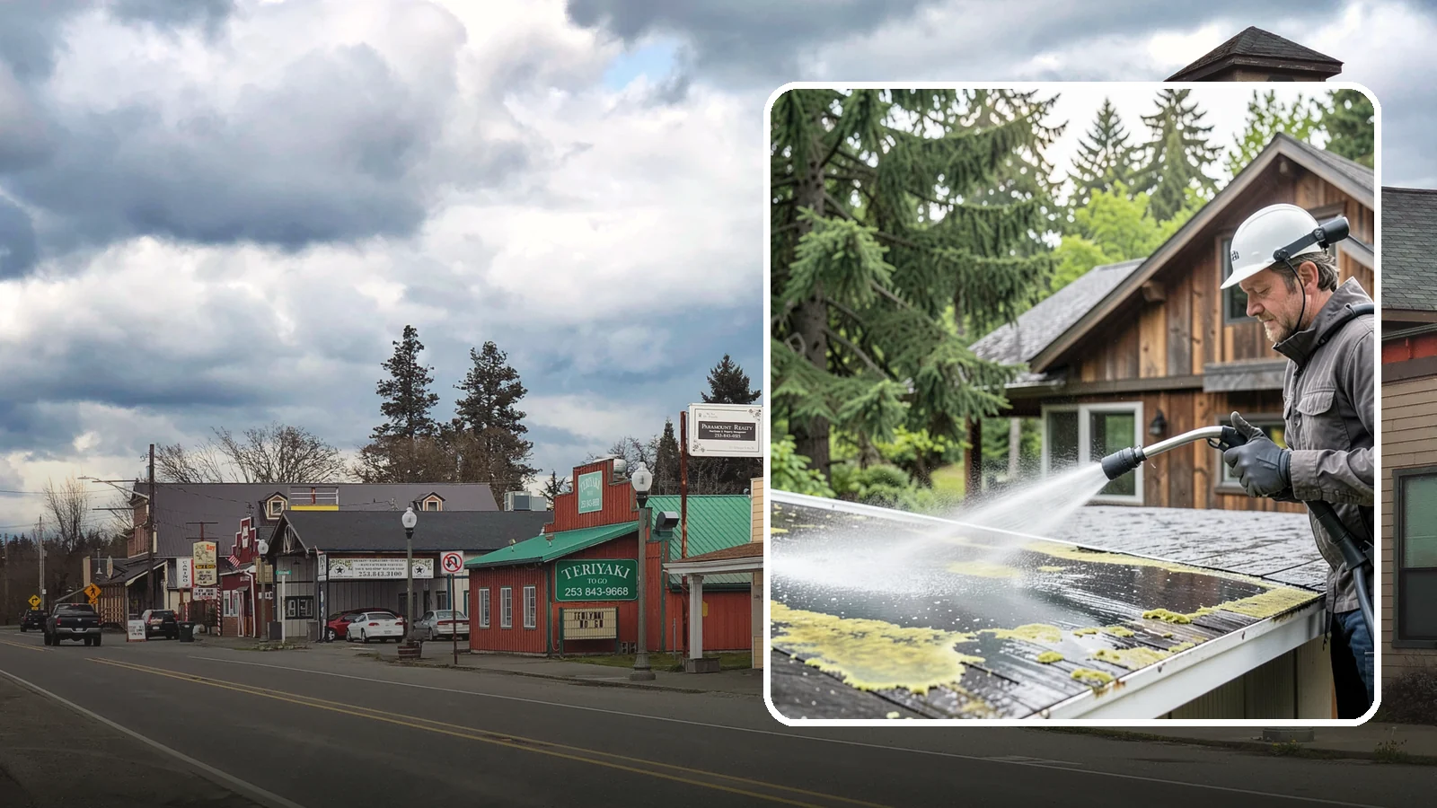 Lichen Removal in Roy, Pierce County, WA - Careful treatment and removal of stubborn lichen that anchors into roofs, fences, and masonry in damp conditions.