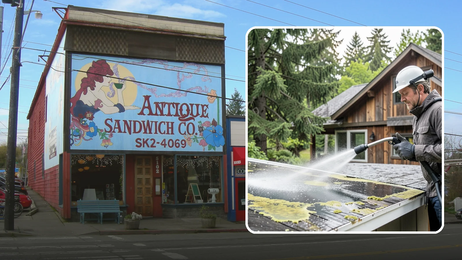 Lichen Removal in Ruston, Pierce County, WA - Careful treatment and removal of stubborn lichen that anchors into roofs, fences, and masonry in damp conditions.