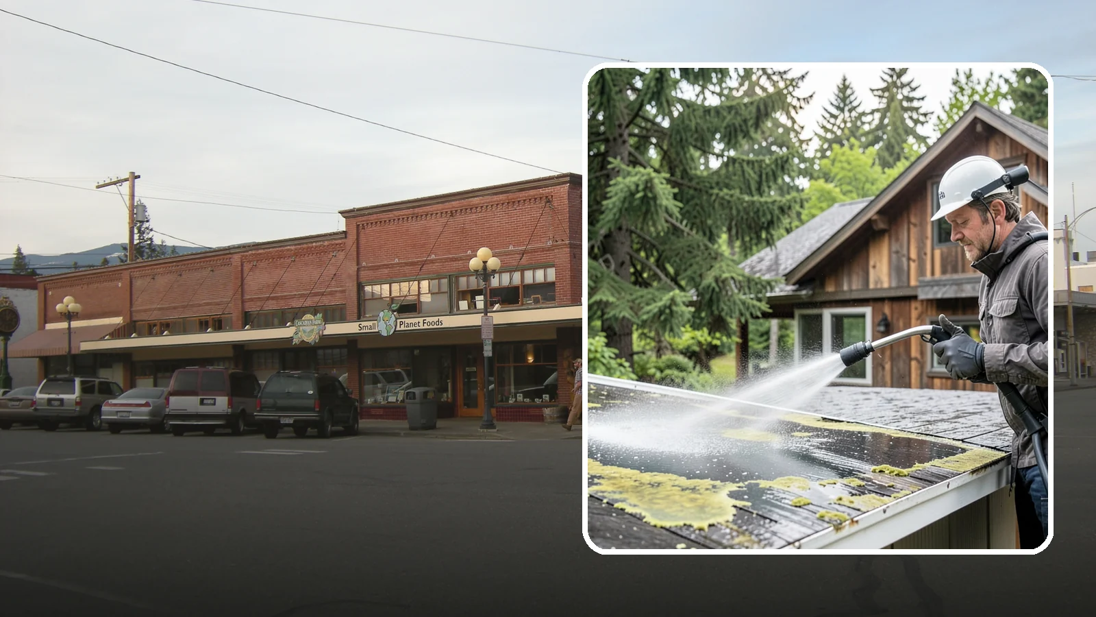 Lichen Removal in Sedro-Woolley, Skagit County, WA - Careful treatment and removal of stubborn lichen that anchors into roofs, fences, and masonry in damp conditions.