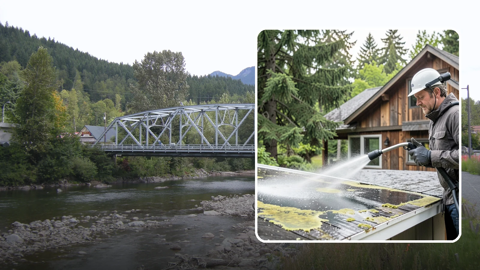 Lichen Removal in Skykomish, King County, WA - Careful treatment and removal of stubborn lichen that anchors into roofs, fences, and masonry in damp conditions.